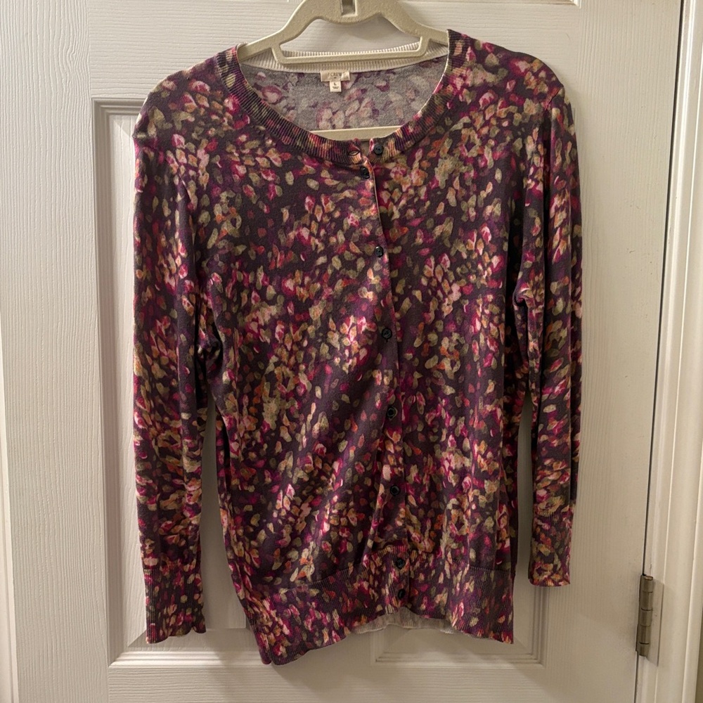 J. Crew Women's Purple and Pink Button Cardigan